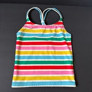 Boden Cross Back Tankini Swimsuit Swim Top Multi Rainbow Stripe Pool UPF50+ 9-10